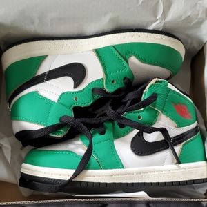Jordan 1 High top Toddler Boys, Green/Black, Size 8C